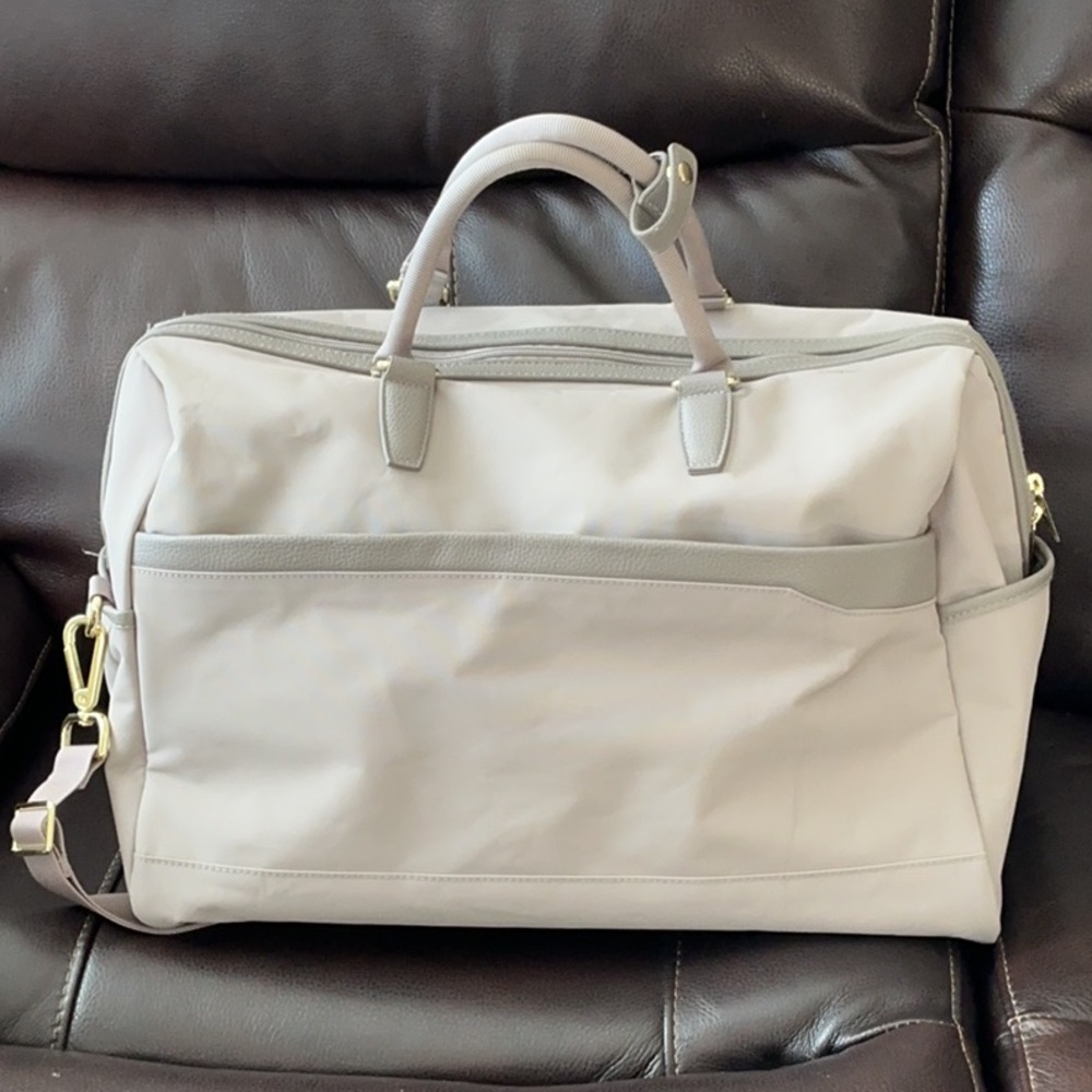 Open Story Taupe Nylon Weekender Bag